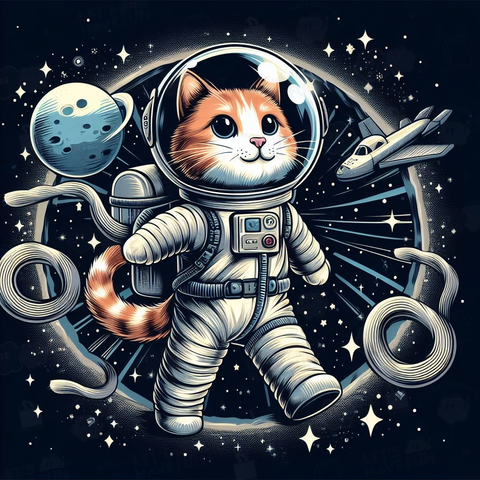 宇宙服を着た猫と宇宙