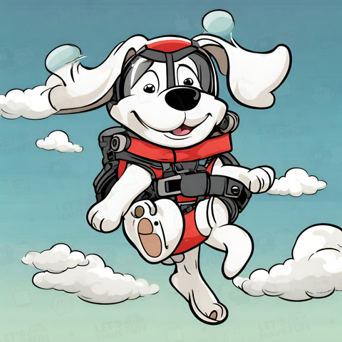 スカイダイビングをする犬