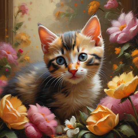 花畑の子猫