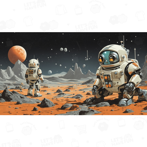月面探査するレトロなガラクタロボット達 1