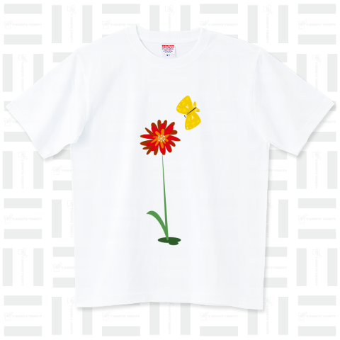 花と蝶 ハイグレードTシャツ(6.2オンス)