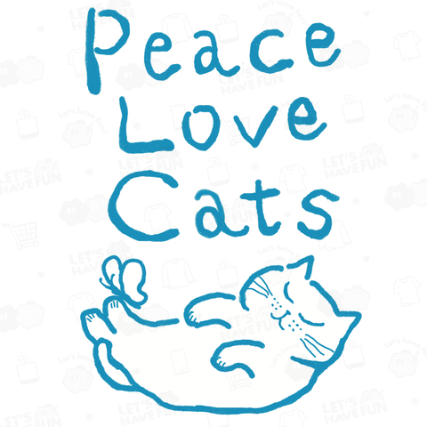 Peace Love Cats ライトブルー