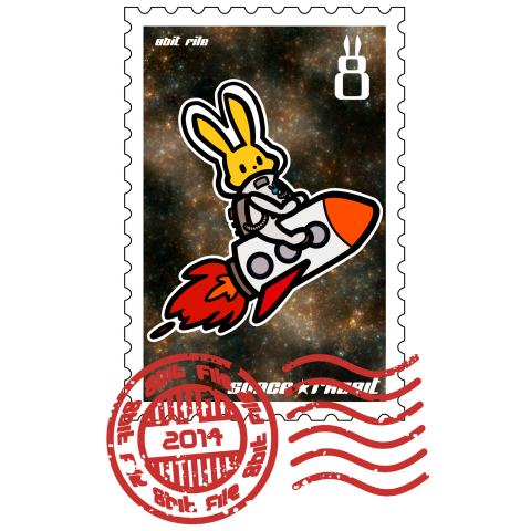 宇宙うさぎ-ロケット-(切手風)