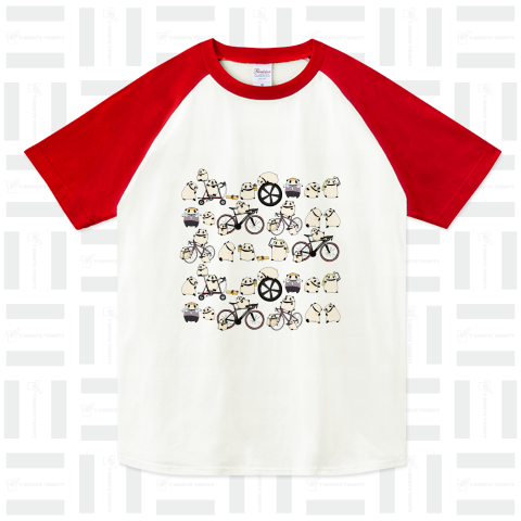 【もにょぱんだ】自転車編(粗め) ラグランTシャツ(5.6オンス)