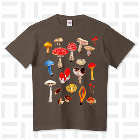 Mushrooms キノコ ハイクオリティーTシャツ(5.6オンス)
