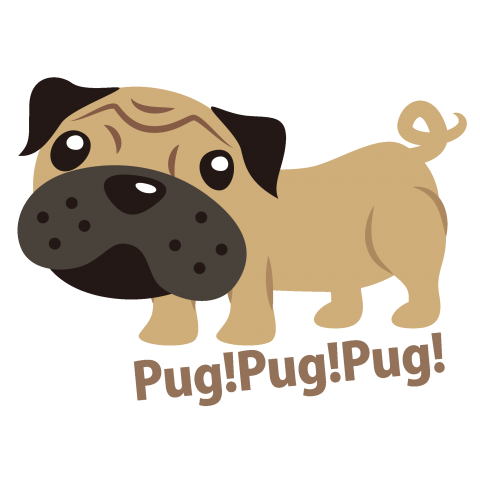 パグ。pug!pug!pug!【個性的で珍しい犬Tシャツ】