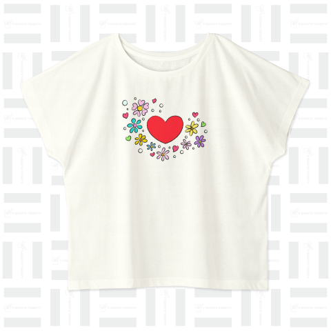 ハートのお花畑【個性的で珍しい可愛いガーリーなオリジナルイラストTシャツ】