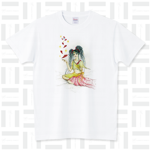 華の妖精 フリージア【個性的で珍しい女の子の手描きオリジナルイラストTシャツ】