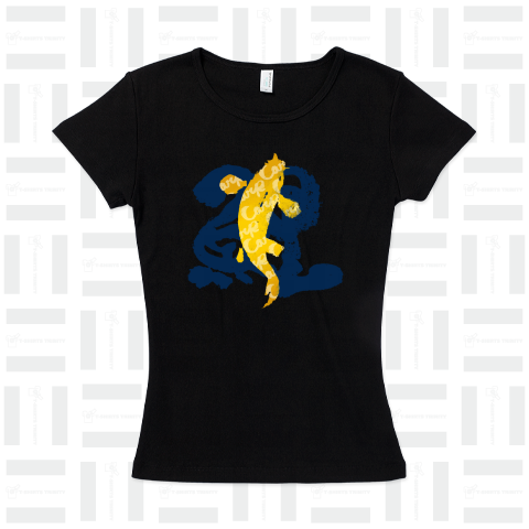 【カープTシャツ】金色の鯉の滝登りCARP(カープ)記念の金色【個性的で珍しいオリジナルイラスト魚Tシャツ】