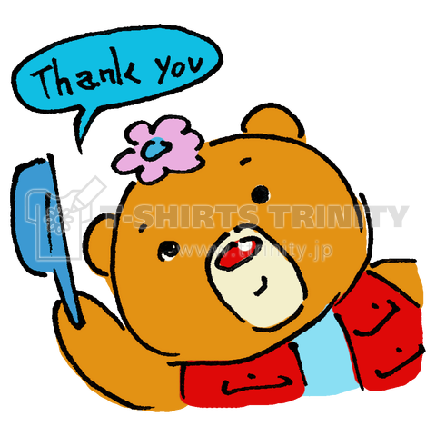 【可愛いくまさん】Thank you【個性的で珍しい熊のイラストオリジナルTシャツ】