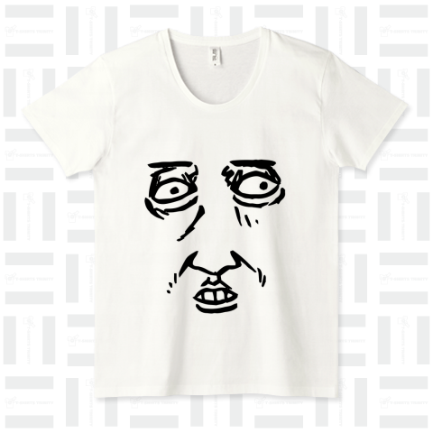 【面白いTシャツ】やば・・・【個性的で表情豊かな男性の濃ゆい顔。珍しいオリジナルの筆手描きTシャツ】
