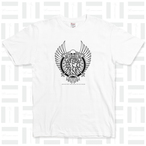 骸骨翼十字架のロゴ ベーシックTシャツ(5.0オンス)