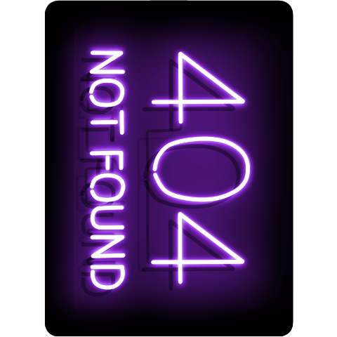 Neon Sign「404 Not Found」#Purple