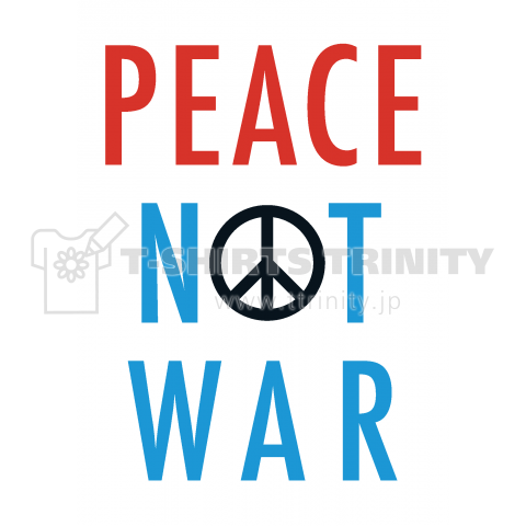 PEACE NOT WAR 白BOXロゴ 赤x水色文字Tシャツ