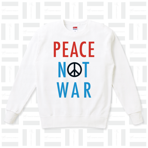PEACE NOT WAR 赤x水色ロゴTシャツ
