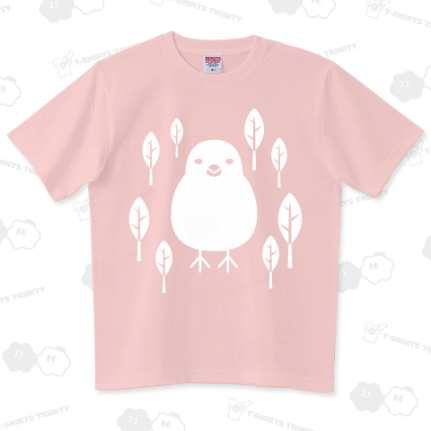 家紋風の文鳥(白) ハイグレードTシャツ(6.2オンス)