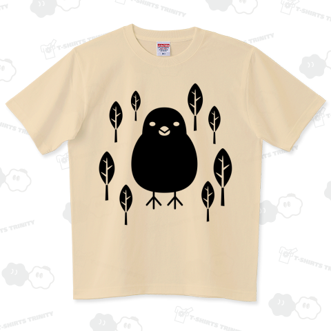 家紋風の文鳥(黒) ハイグレードTシャツ(6.2オンス)