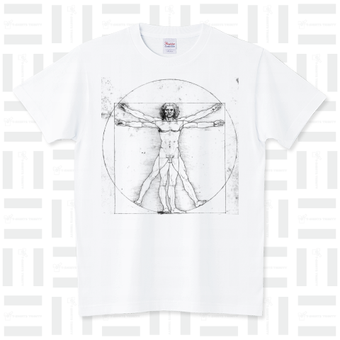 レオナルドダヴィンチ　ウィトルウィウス的人体図　Tシャツ　　XXL