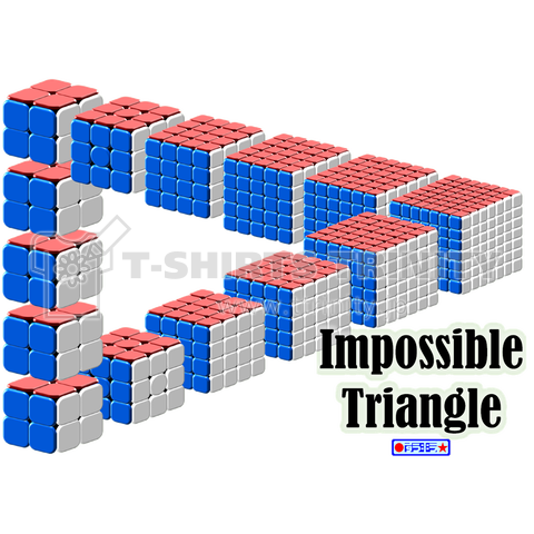 ルービックキューブでペンローズの三角形(ロゴ有、キューブ六種類VER)