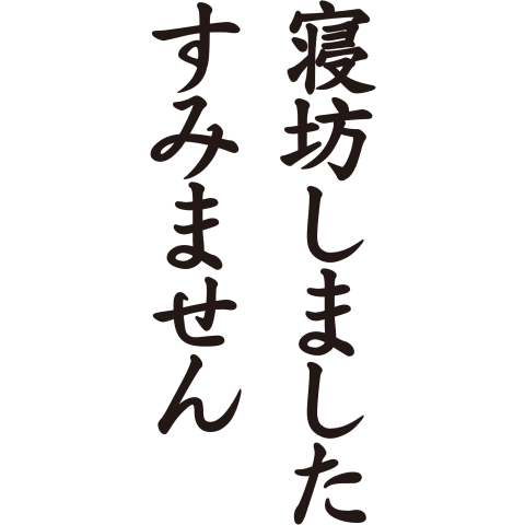 寝坊しました、すみません