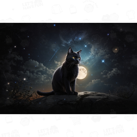 黒猫と満月