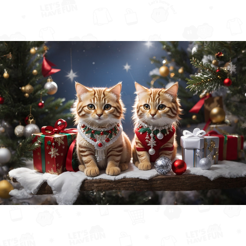 キジトラ猫ちゃん2匹 クリスマス