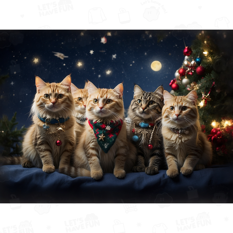 キジトラ猫ちゃん5匹 クリスマス