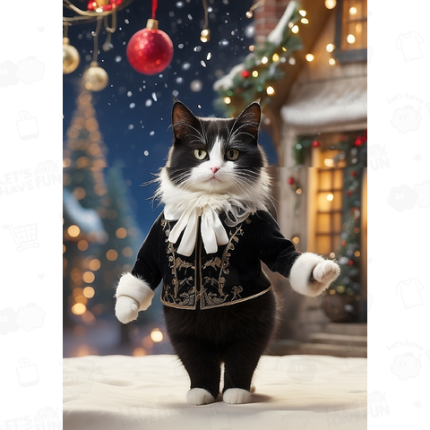 黒白ハチワレ猫ちゃん クリスマス