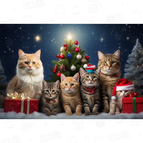 ⑨猫たち クリスマスデザイン