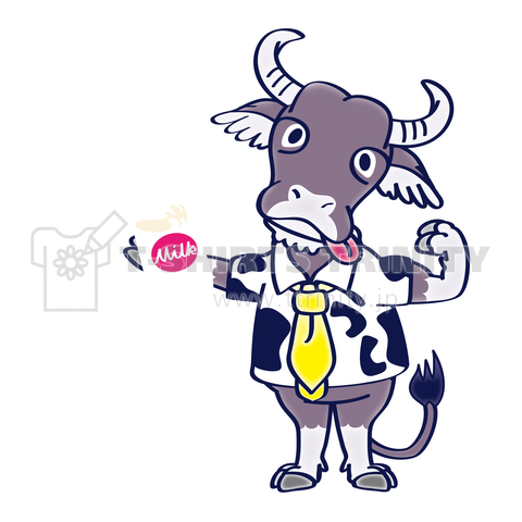 牛乳のイラスト I'm a cow Cホワイトインク