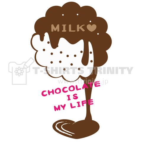 バックプリント*CT98 CHOCOKATE IS MY LIFE *MILK丸形*B