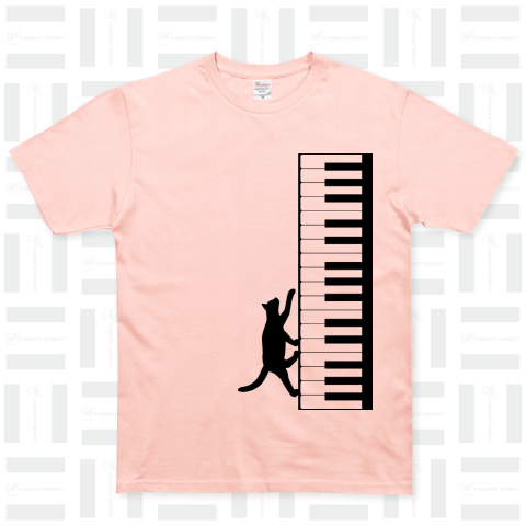 ネコとピアノ鍵盤(縦)