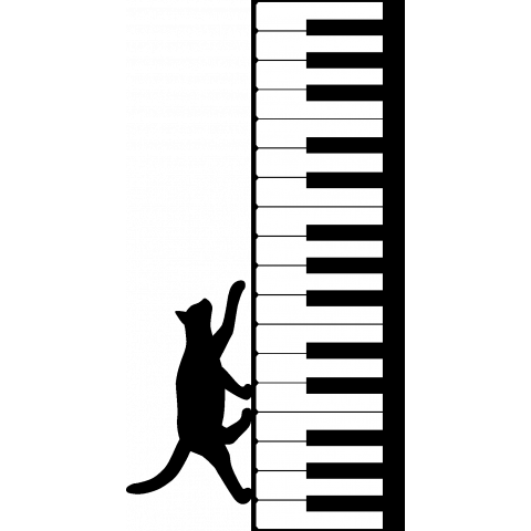 ネコとピアノ鍵盤(縦)