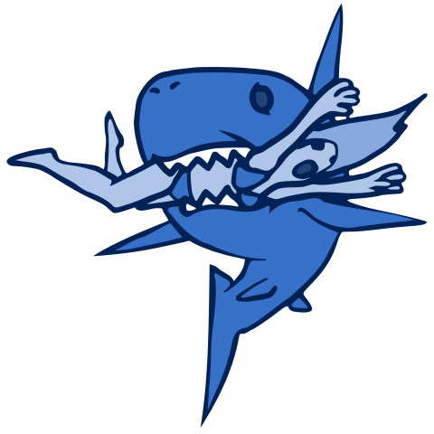 man eating shark blue