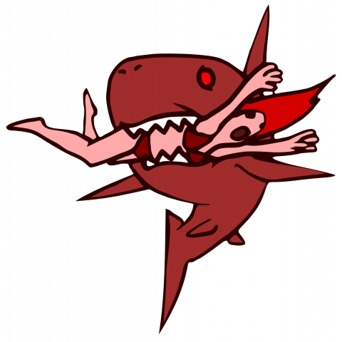 man eating shark red