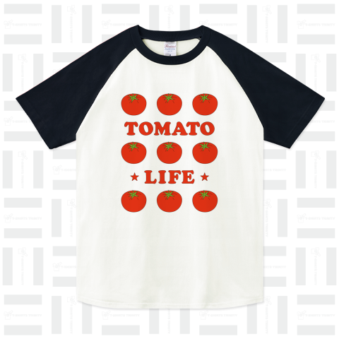 トマト・TOMATO・ライフ・トマトが好き・リコピン・トマト・模様アイテム・グッズ・イラスト・Tシャツ・果実・食用・食べ物・赤・健康・栄養