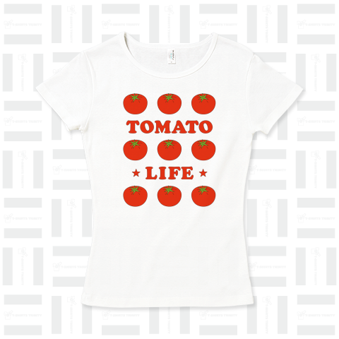 トマト・TOMATO・ライフ・トマトが好き・リコピン・トマト・模様アイテム・グッズ・イラスト・Tシャツ・果実・食用・食べ物・赤・健康・栄養