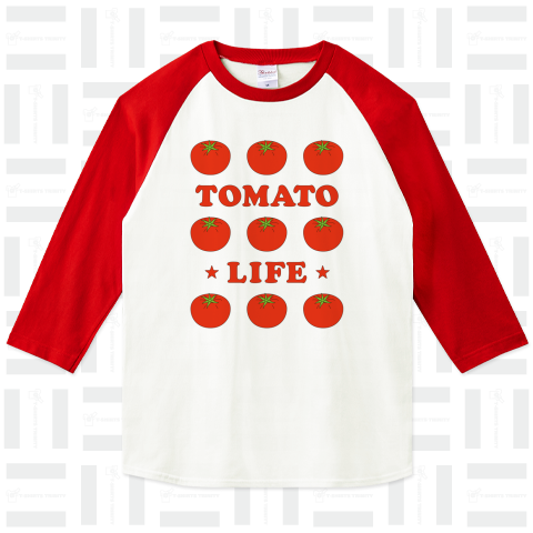 トマト・TOMATO・ライフ・トマトが好き・リコピン・トマト・模様アイテム・グッズ・イラスト・Tシャツ・果実・食用・食べ物・赤・健康・栄養