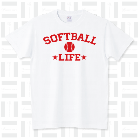 ソフトボール・ライフ・赤・SOFTBALL・デザイン・Tシャツ・かっこいい・かわいい・男子・女子・クラブT・球技・得点・ボール・選手・ポジション・部活・スポーツ・シンプル・チームワーク・日本・塁球