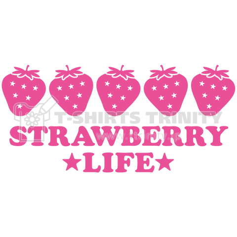 いちご 苺 5粒 Strawberry Life デザイン Ichigo グッズ ストロベリー 果物 果実 かっこいい かわいい フルーツ デザインtシャツ通販 Tシャツトリニティ