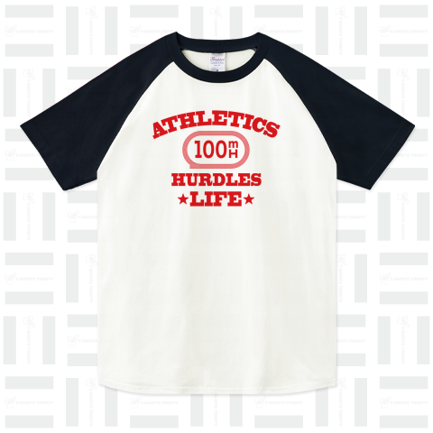 100メートルハードル競走・赤・陸上競技・100mH・ハードル10台・グッズ・オリジナル・デザイン・Tシャツ・陸上部・女子・美女・かっこいい・かわいい・選手・入賞・有力・確実・応援