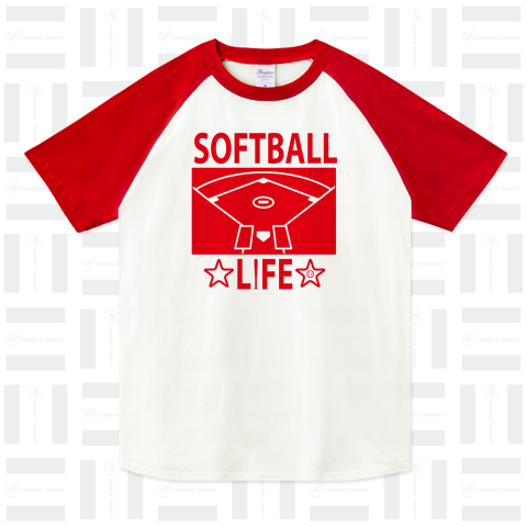 ソフトボール・球場・赤・SOFTBALL・デザイン・Tシャツ・かっこいい・かわいい・男子・女子・グッズ・球技・得点・ボール・選手・ポジション・部活・スポーツ・チームワーク・日本・JAPAN