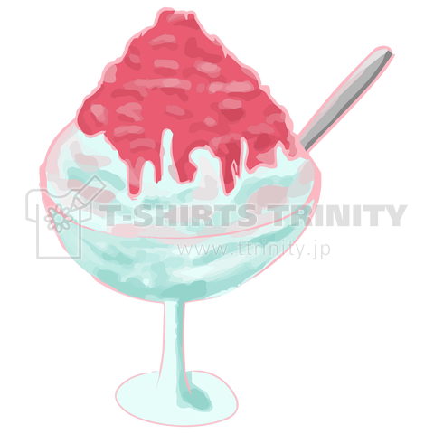 かき氷イチゴ味レトロ デザインtシャツ通販 Tシャツトリニティ