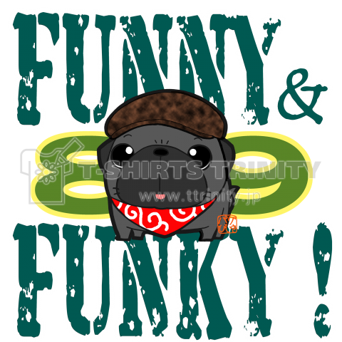 FUNNY&FUNKY!ハンチング帽の黒パグ