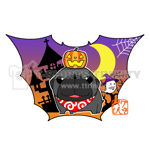 ハロウィン黒パグ1