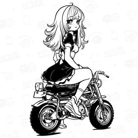 アニメキャラっぽいTシャツ-019(T-C)モノクロVer.。