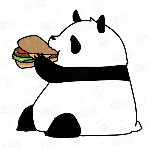 ハンバーガーをゲットしてご満悦のパンダ