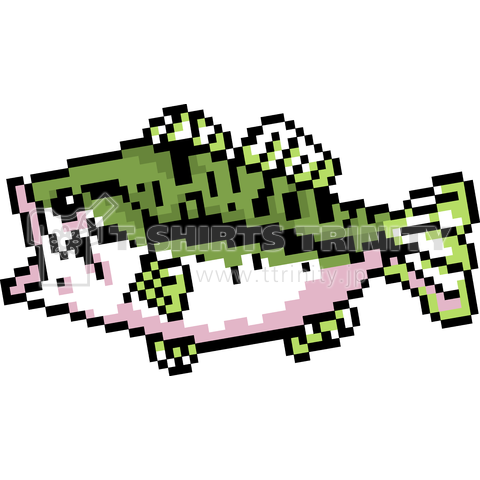 釣りざんまい ドット絵のブラックバス 両面 デザインtシャツ通販 Tシャツトリニティ