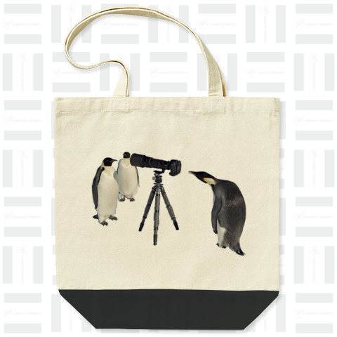 カメラを覗き込むペンギン（バッグ）|デザインTシャツ通販【Tシャツ
