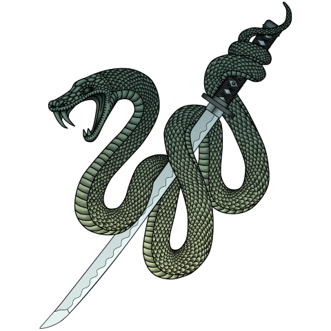 日本刀と蛇 B デザインtシャツ通販 Tシャツトリニティ